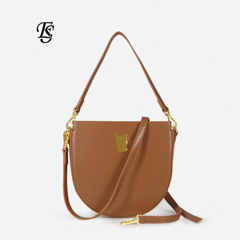 

E.SHUNFA high quality Women PU leather bucket handbag Solid color shoulder bag female bag new semi-circular ladies crossbody bag