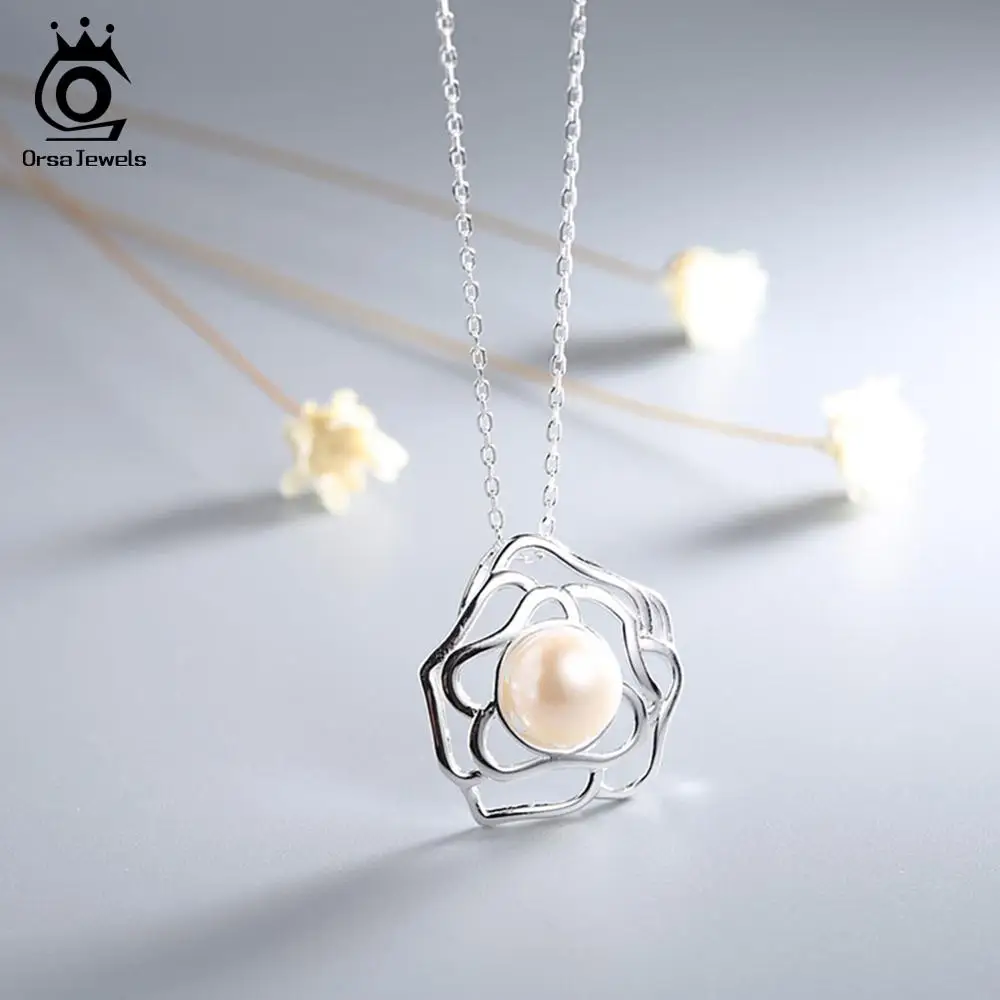 

ORSA JEWELS Big Promotion Women Uniqe Style Shape Necklaces Shell Pearl Pendant Fashion Party Item Wholesale Jewelry PSN49-52