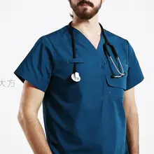 Унисекс медицинская Спецодежда для врача медсестры Женщины с коротким рукавом медицинская лаборатория скраб набор хирургическая операция Комбинезоны высокого класса