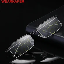 Титановый сплав для мужчин и женщин асимптотически Мультифокальные Прогрессивные очки для чтения не сферические линзы очки для чтения