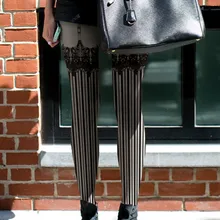 Колготки принцессы в готическом стиле Лолиты на рост 150-168 см, сексуальные кружевные тонкие колготки с тонкими лямками и бантом в Вертикальную Полоску, LKW33