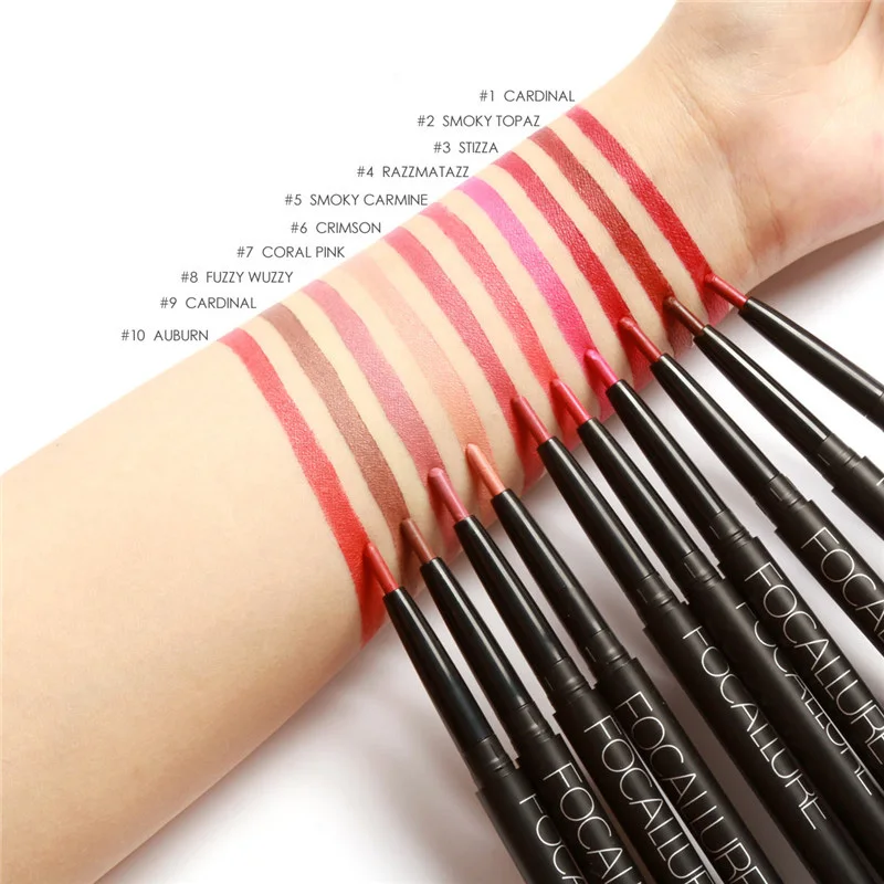 

FOCALLURE Brand Pigments Waterproof Makeup Lipliner Pencils Cosmetics Sexy Red Brown Lipstick Pencils Nude Matte Lip Liner Pen