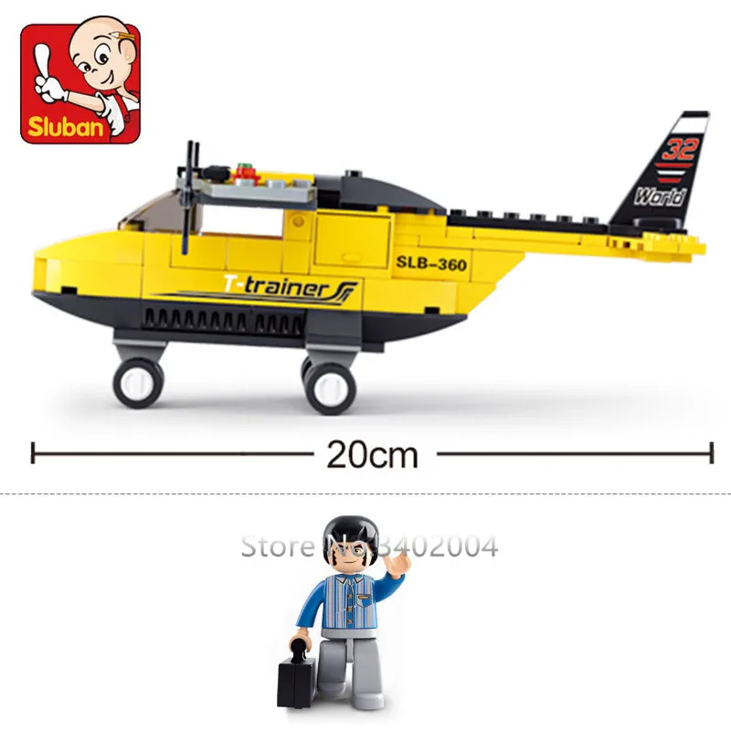Sluban 110pcs Air Plane Airport T-Trainer Airplane 3D construction action figure Building Block Bricks Set lepin Compatible