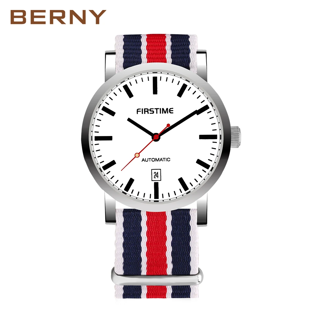 BERNY العلامة التجارية التلقائي ساعات آلية الرجال للماء الكلاسيكية تاريخ السيارات ووتش الرجال erkek كول الساعاتي شحن مجاني AM7068