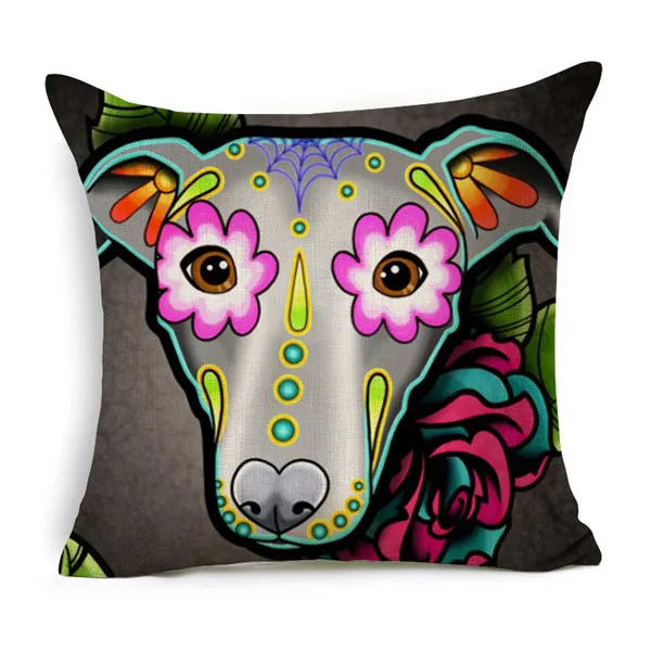 Bull Dog Cushion Cover Square linen Animal Pillow Case Doodle Yorkie Schnauzer Husky decorative cushion cover make up 45x45cm