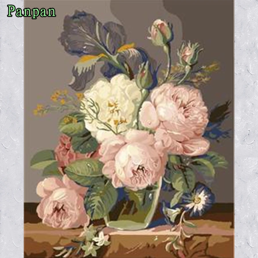 Frameless Wall art Canvas Decorative pictures European Flower DIY