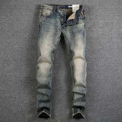 Итальянский стиль, модные мужские джинсы, высокое качество, Ретро дизайн, классические джинсы, мужские облегающие повседневные штаны на пуговицах, Стрейчевые джинсы - Цвет: RL617