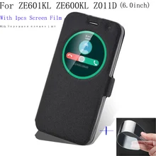 6,0 дюймовый смарт-чехол с окошком для ASUS Zenfone2 Laser ZE601KL ZE600KL Z011D Чехол-книжка из искусственной кожи чехол для телефона s задняя крышка