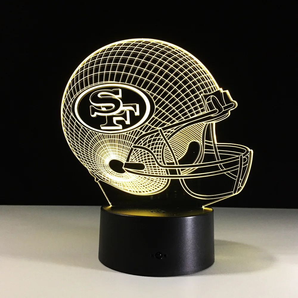 3D LED illusion San Francisco 49ers Helmet USB 7Color Night Light Lamp Bedroom