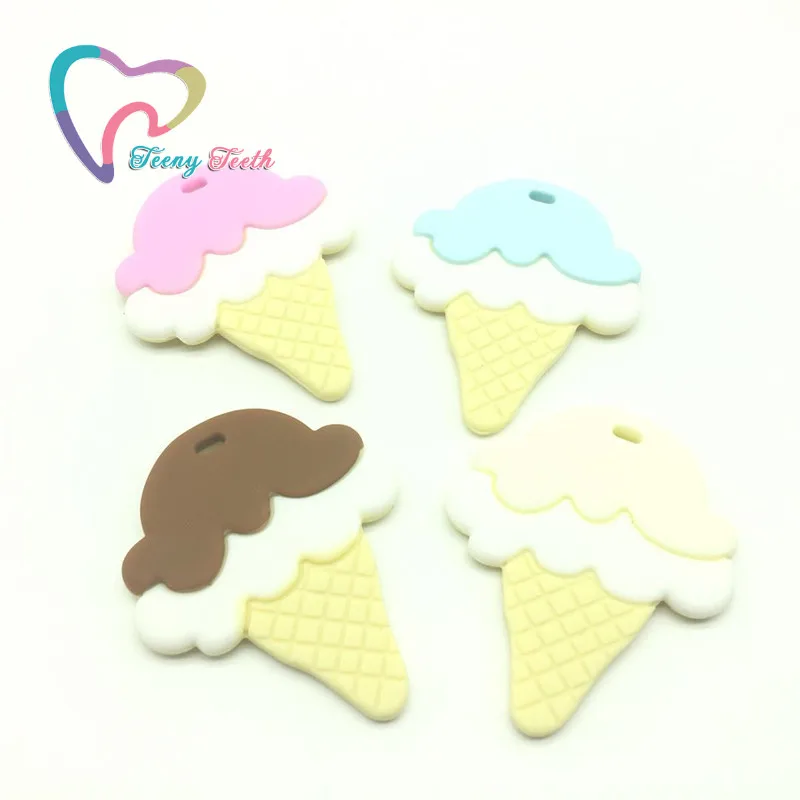 Teeny Teeth 1 PC Silicone Ice Cream Pendants DIY Baby Tooth Teether BPA Free Baby Care Products Ice Cream Teether Baby Pendants