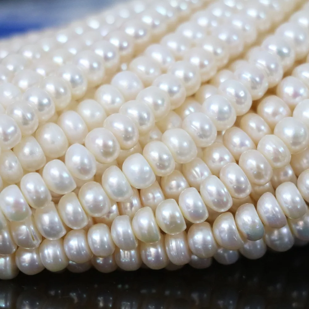 

Fashion natural cultured freshwater white abacus pearl loose beads high grade diy jewelry 15inch B1348