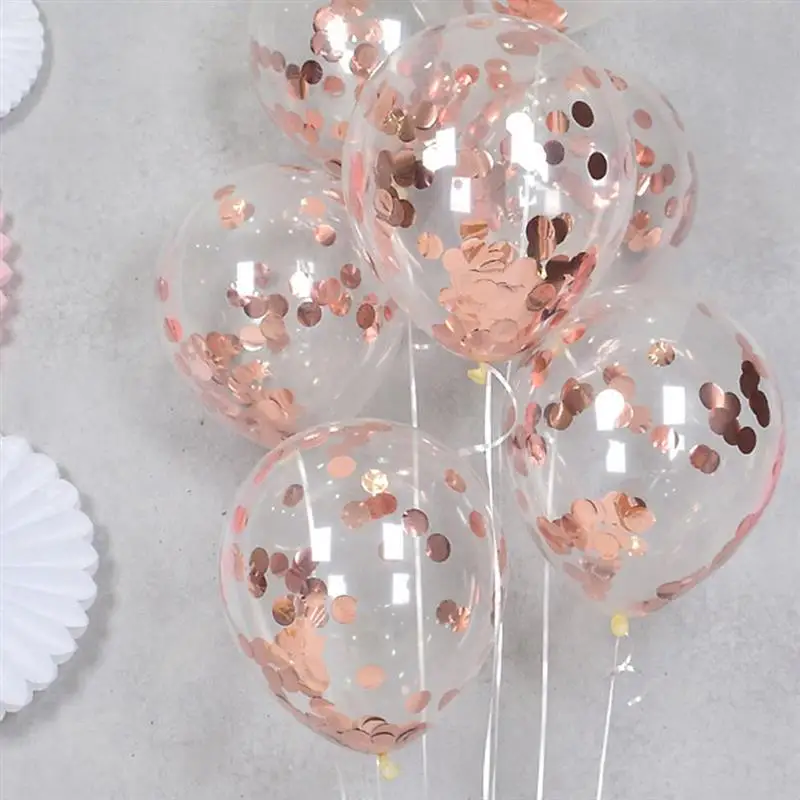 

Rose Gold Balloons Latex Confetti Transparent Balloon Happy Birthday Baloon Wedding Decoration Ballon Event Party Supplies