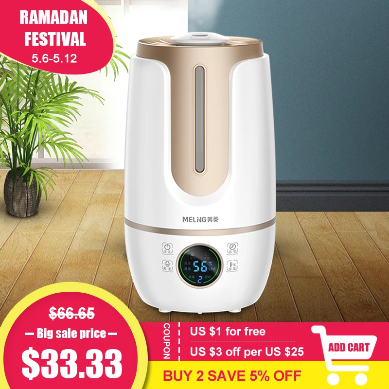 

MeiLing Ultrasonic Air Humidifier Aromatherapy Diffuser 4L Anti-dry Portable Room Purifying Humidifier Aroma Diffuser Led Touch