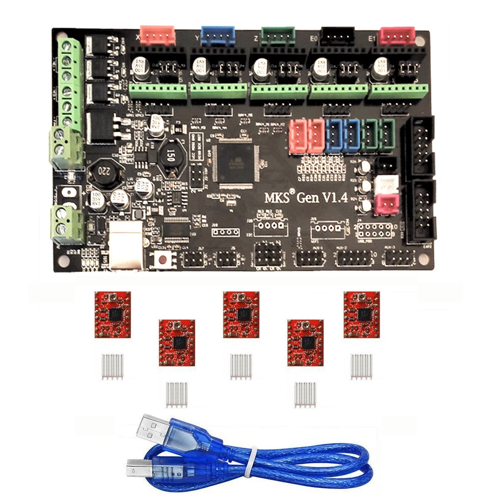 

MKS Gen V1.3 3D Printer Control Board (MEGA2560 + RAMPS 1.4) w/ 5PCS A4988 Kits Stepper Motor Driver
