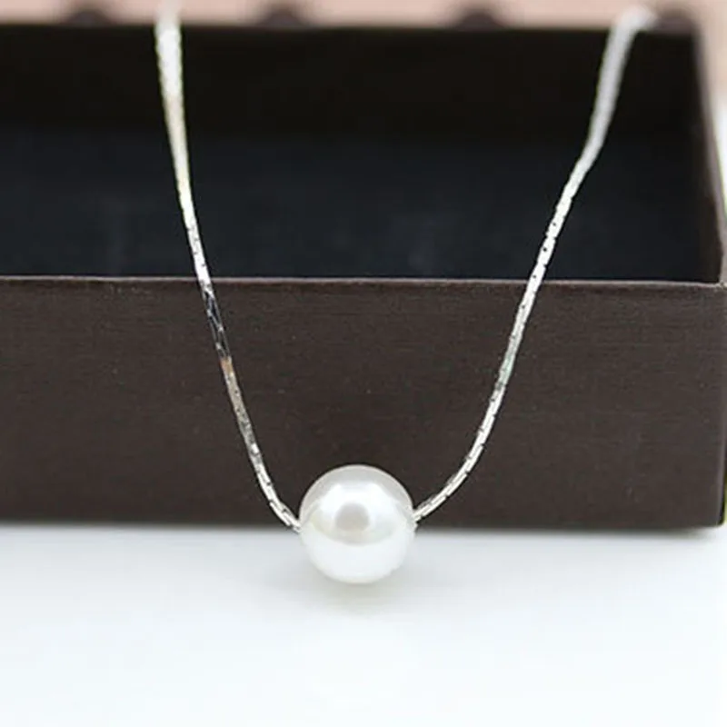 

RE New Fashion Pendant Necklace Simulated Pearl Necklaces Women Holiday Beach Silver Choker Collar Statement Jewelry
