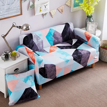 

Bohemian Floral Elastic Sofa Cover All-inclusive Corner Slipcovers Geometic Removable Spandex Stretch Protective Couch Cover