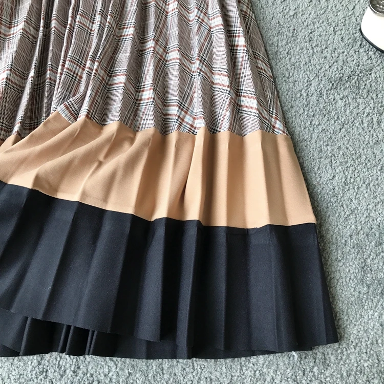 Gagarich геометрические юбки средней длины для женщин Весна новая Корейская плиссированная версия Ретро Высокая талия принт длинная юбка