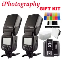2pcs Godox TT685S TTL HSS GN60 Speedlite Flash for Sony A7 II A7R II A7S II A6300 +1pcs X1T-S TTL 2.4G HSS Wireless Trigger GIFT