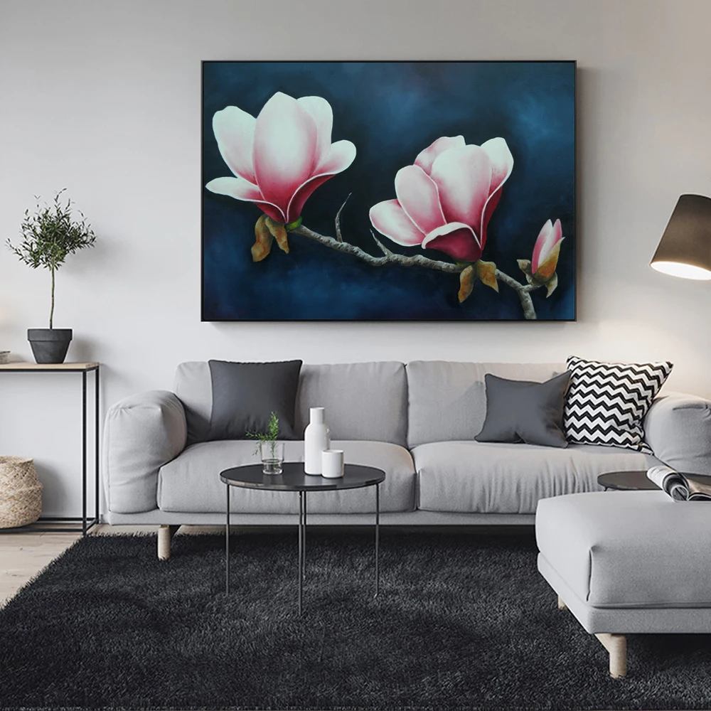 

Large Magnolia Flowers Oil Paintings Print On Canvas Red Flowers Wall Art Canvas Prints Posters And Prints For Living Room Decor