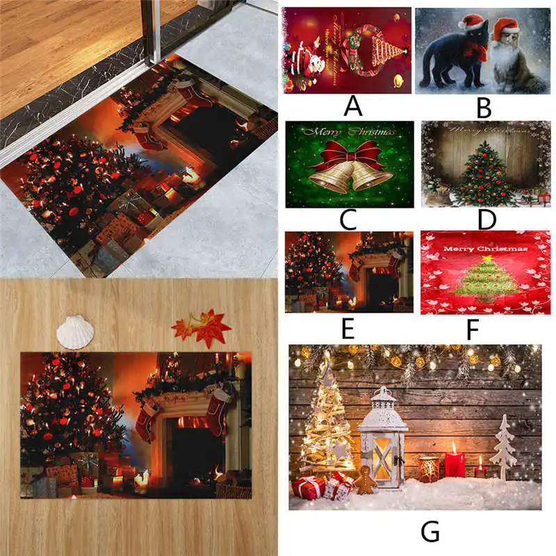 Merry Christmas Welcome Doormats Indoor Home Carpets Decor 40x60CM removable decor solution good slip resistance #2n21 (2)