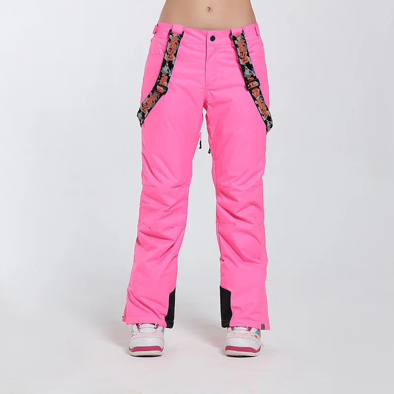 Осенне-зимние женские лыжные штаны, ветрозащитные водонепроницаемые теплые уличные спортивные лыжные штаны, женские штаны с ремнем для сноуборда,, XS-L - Цвет: Hot pink