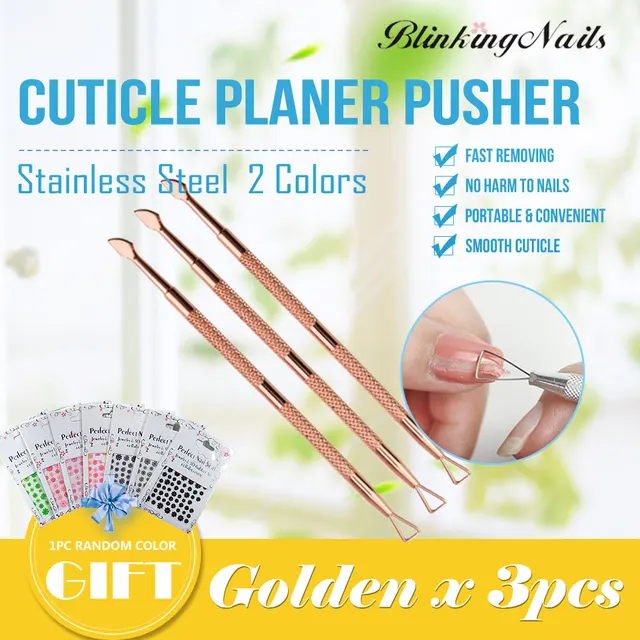 BlinkingNails 3pcs Short Cuticle Pushers Cuticle Pusher and Scraper
