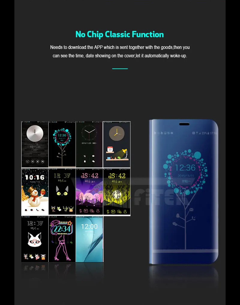 For Samsung Galaxy S9 S8 Plus S7 S6 edge A8 2018 Case Luxury Flip Stand Clear View Mirror Phone Cover For iphone X 8 7 6s 6 plus (2)
