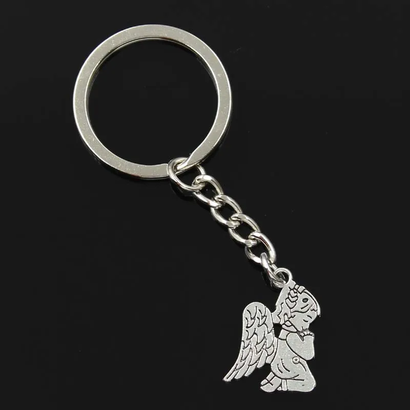 Новая мода мужской 30 мм брелок DIY металлический держатель цепь Винтаж Pray Angel 24x17