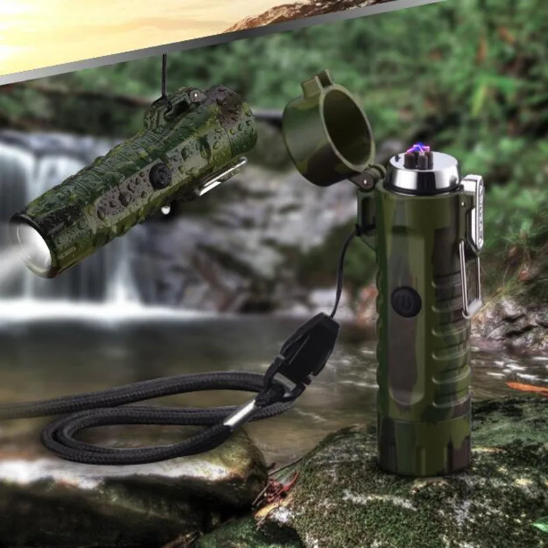 Новинка USB зажигалка с двойной дугой водонепроницаемая плазменная Зажигалка для