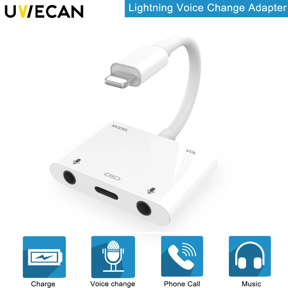 

Karaoke Microphone Voice Charge Adapter For Lightning to Voice Beauty Audio With Dual Audio Mirco Port for iphone X/8/7/7P/6/6S