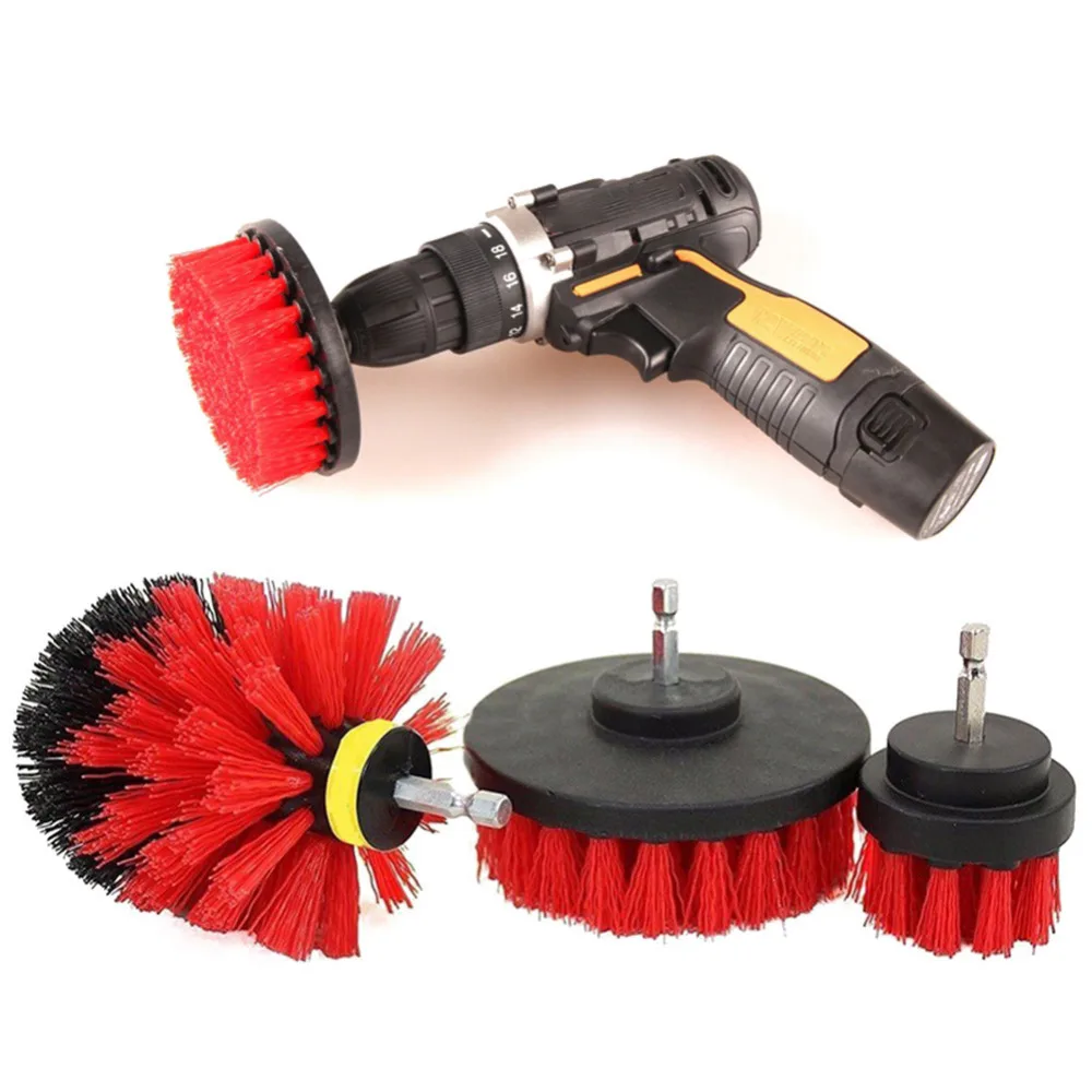3pcs/set Electric Drill Cleaning Brushes Surfaces Tub Shower Tile Power