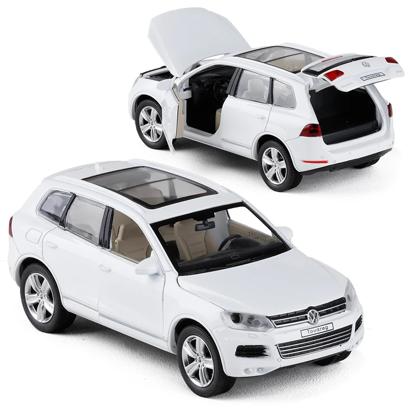 Новинка 1:32 Volkswagen Touareg Acousto-optic модель автомобиля из сплава с выдвижной спинкой для детей игрушка подарок на день рождения оригинальная коробка