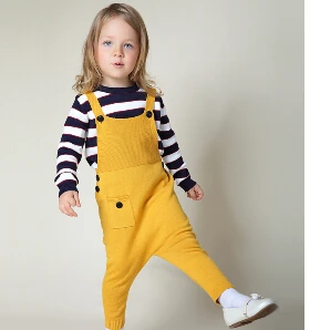 Baby Harem Pants Autumn Boy Overalls Baby Overalls Pants Boys Girls Cotton Harem Knitted Pants Baby Kids Toddlers PP Pants - Цвет: Золотой