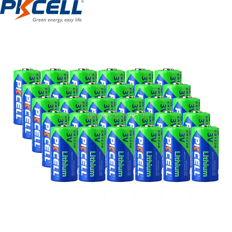 30 шт. PKCELL 3 в CR123A CR 123A 1500 мАч литиевая батарея CR123 CR17335 CR17345 16340 дюйма фотоэлемент 2