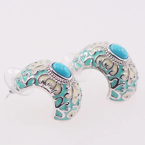 Серьги TE406 с зелеными кристаллами из эмали|silver crystal earrings|crystal earrings925 sterling |