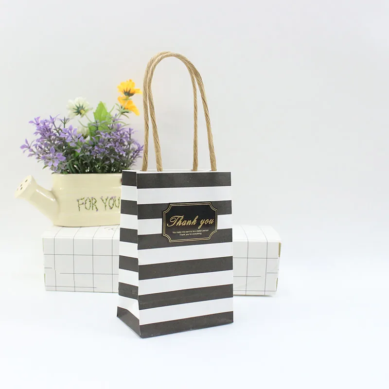 B Stripe Black label 20 шт./лот год Небольшой Подарок Мешок Партии Простой Элегантный Упаковка Сумки Свадьба Бумаги Конфеты Мешки Ювелирных Изделий наклейки Мешок Подарка - Цвет: B Stripe Black label