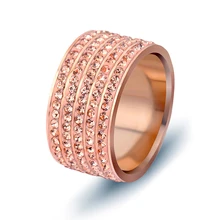 

Women Knuckle Rings 2018 New Full Crystals Ring Casual Stainless Steel Finger Rings For Ladies Rose Gold Silver Color Jewelry