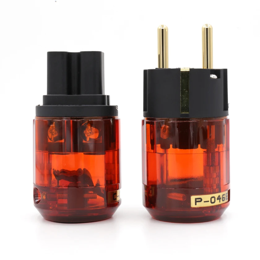 

Free shgipping pair P046E+C046 24K Gold-Plated EU SCHUKO Power Plug EUR Power Connector HIFI