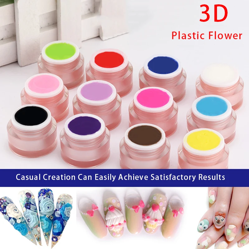 12 цветов дизайн ногтей картина впитываемый Пластилин гель 3D моделирование DIY Креативный дизайн ногтей Скульптура 3D резной УФ гель