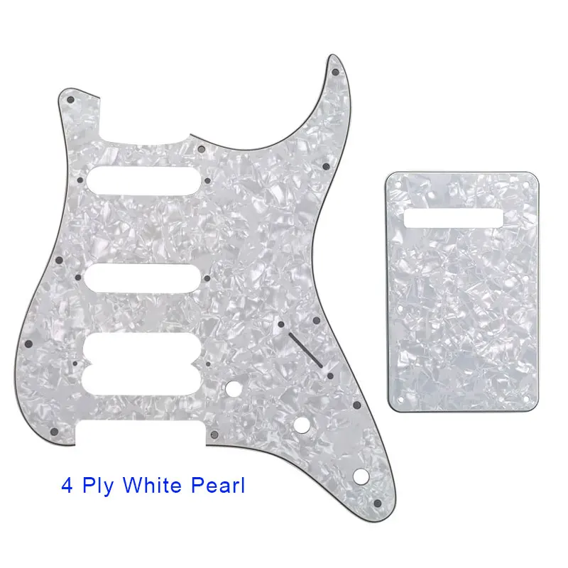 Pleroo аксессуары для гитары накладку с задней пластиной и шурупы Fender Stratocaster плеер Humbucker Стандартный ST HSS ra - Цвет: 4 ply white pearl