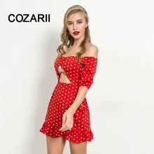 Women Dew shoulder Summer Beach Floral Boho Dress Loose Printing Sexy Off the Shoulder Flare Sleeve Empire Flash Neck Mini Dres printing off the shoulder flounce dress