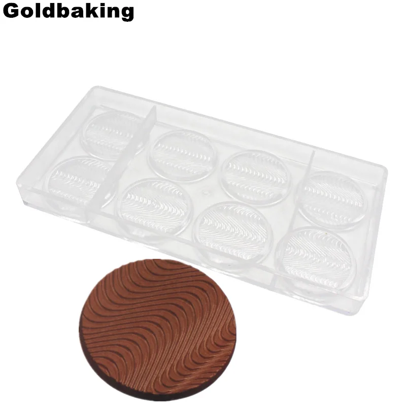 Goldbaking 8 полость вокруг поликарбоната форма для шоколада круглая медаль форма для самостоятельного приготовления шоколада