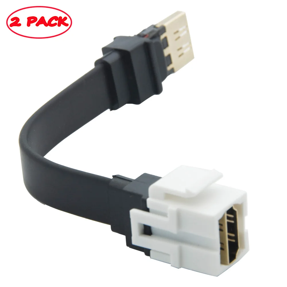 Keystone разъем HDMI с плоским кабелем длиной 15 см - Цвет: 2PACK