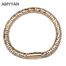 AMYYAN Fashion Jewelry Women Bracelet Magnetic Bracelets Bangles Shiny Black and Gold Color Bracelet for Couple Love Design
