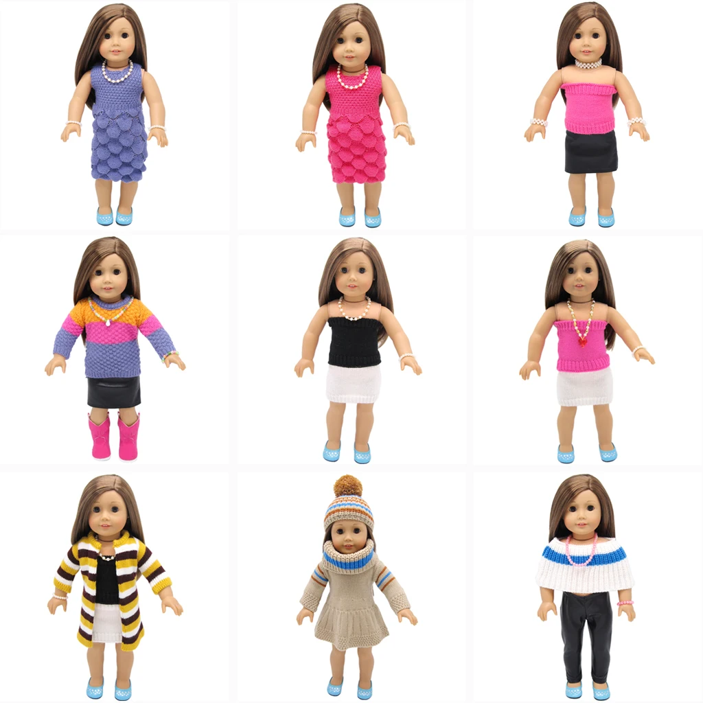 Красный и белый свитер без бретелек топ платье для 18 дюймов кукла My Life одежда