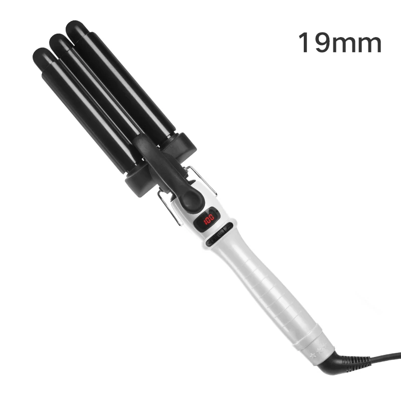 

Electric Hair Comb Curling Iron Waver Roller Wand 110-220v Perm Ceramic Triple Barrels Deep Curler Wave Curly Styling Tools