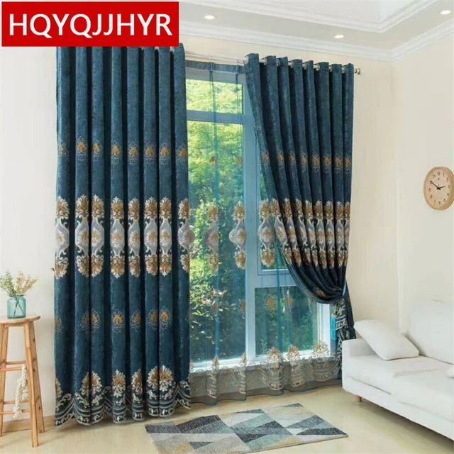 Green Brown Purple 3 Color European Luxury Embroidery Blackout Green Brown Purple 3 Color European Luxury Embroidery Blackout Curtains For Living Room High Quality