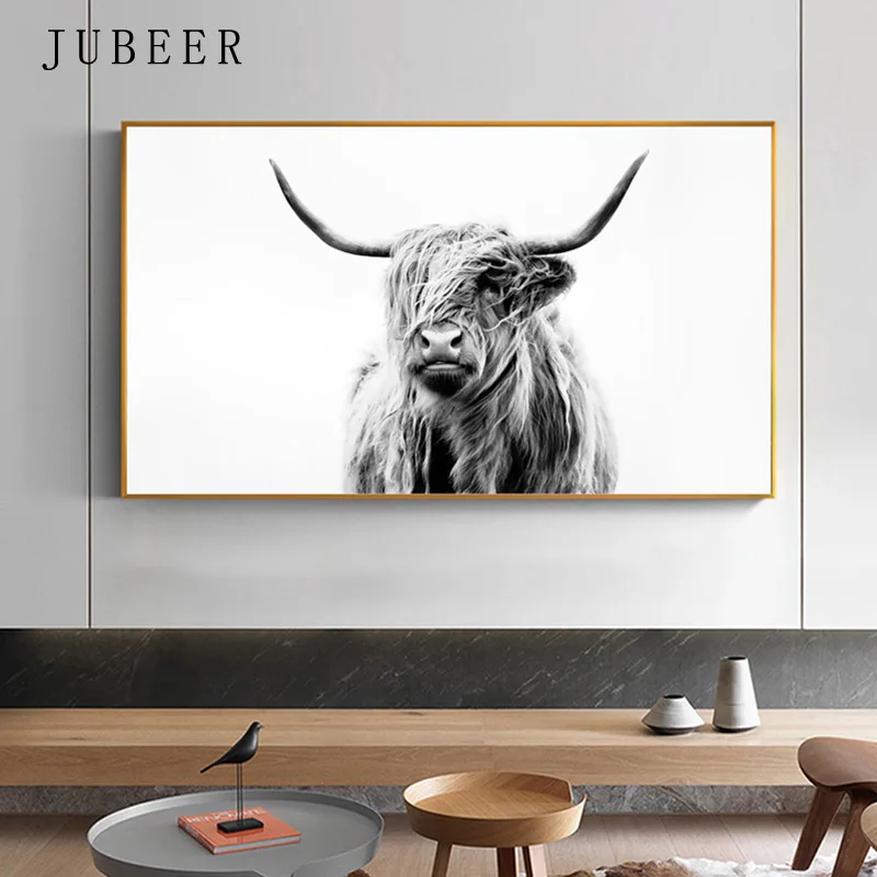 

Nordic Minimalist Art Elevation Creative Personality Decorative Painting Long-Haired Calf Yak Animal Picture For the Living Room