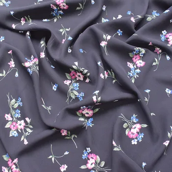 

Spring and summer calico fabric chiffon fabric Navy NEW thick knot through small Suihua