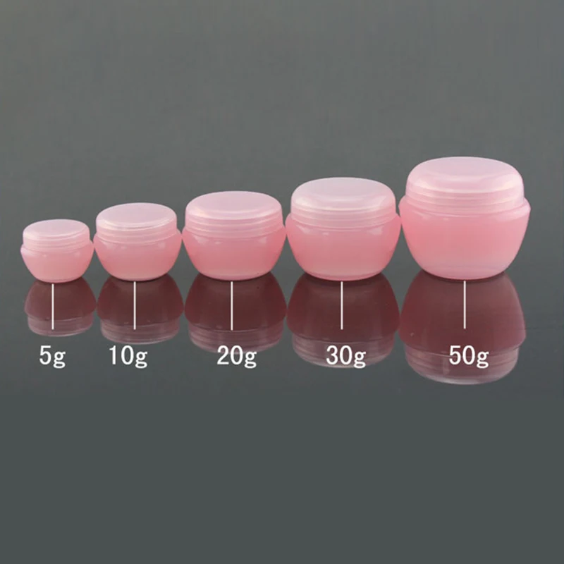 50pcs Plastic Jars Cosmetic Container Lovely Pink Color Sample Eye Cream Packaging Pots Refillable Pull Pads 5g 10g 20g 30g 50g | Красота и